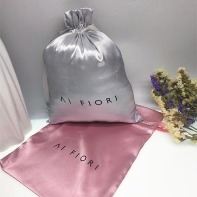 China Custom Drawstring Private Label Jewelry Pouch Colorful Satin Drawstring Bag With Logo for sale