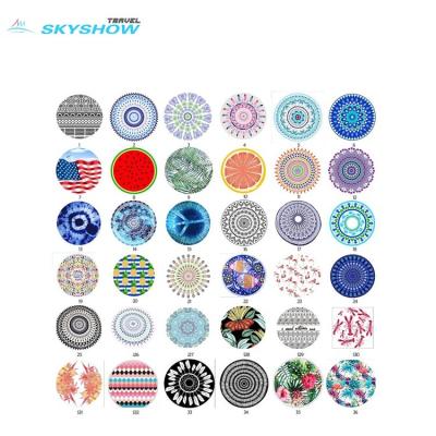 China Hot Selling Popular QUICK DRY Cotton Donut Boho Mandala Microfiber Custom Logo Heart Circle Round Beach Towels With Tassel Fringe for sale