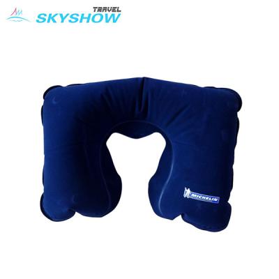 China Inflatable Carry Neck Pillow Custom Logo Ce Standard Multi Color Inflatable Easy Air Trajectory Head Rest PVC for sale