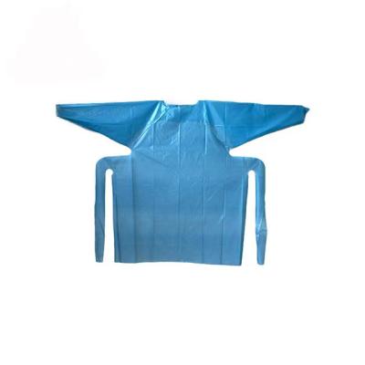 China Laboratory/Hosptial Factory/Food Supply Isolation Food Processing With Thumb Loop Surgical Gown Apron Waterproof Cpe for sale