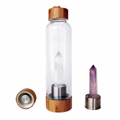 China Cystom viable Logo Natural Crystal Gemstone Water healing Crystal Gem Infused Crystal Water Bottle for sale