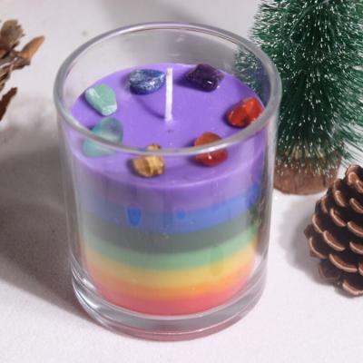 China Hot Sale 7 Day Home Decoration 7 Layer Candle Jar Candles Chakra Glass Candles for sale