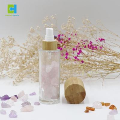 China Premium Personal Care Gifts For Ladies Natural Pink Bamboo Quartz Spray Bottle Lid Water Spray Bottle for sale