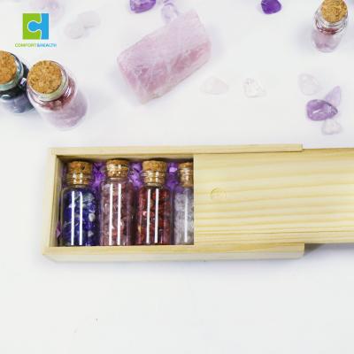 China Gift Christmas Gift Set Wholesale Gemstone Healing Vials Glass Wish Bottle With Cork for sale