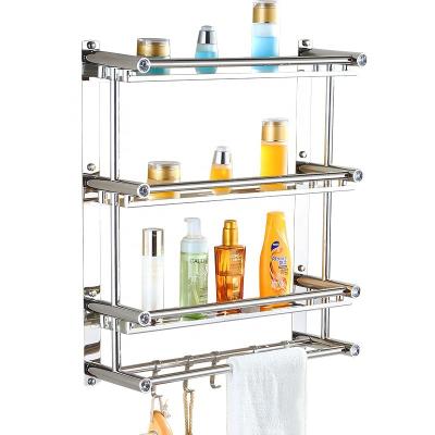 China Wall Mounted Type Low Price Stainless Steel Toilet Rack Shelf Bathroom Organizer Rack Storage for sale