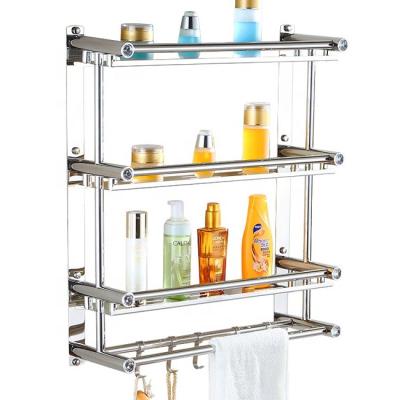 China Wall Mounted Type Multifunctional Stainless Steel Bathroom Storage Rack Wall Mounted Hanging Rack for sale