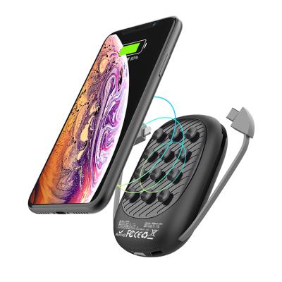 China The Success Mini Portable 10000mah Wireless Charging Power Bank 2 in 1 Wireless Suction Power Bank Element Cable K0081 for sale