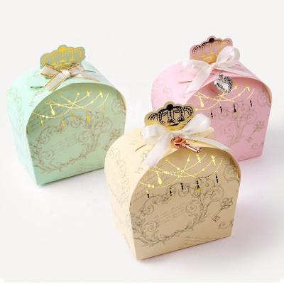 China Disposable custom tan folding gift box wedding candy color box candy packaging paper box for sale