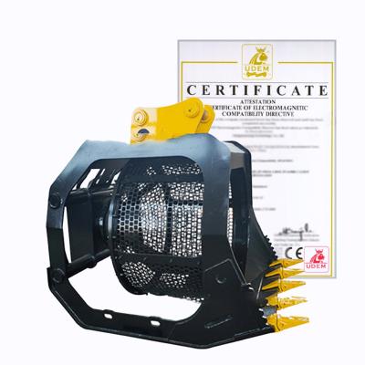 China Excavator Attachment GPR 5.5ton Excavator Soil Stones Sieving Rotary Screen Bucket For Botanical Garden for sale