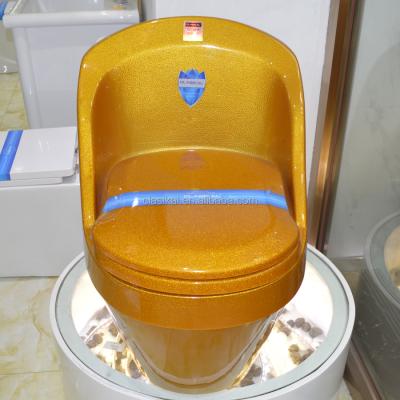 China High quality luxury gold color carylic ceramic automatic operation one piece toilet bowl for sale