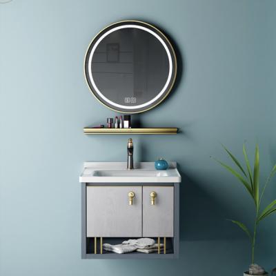 China Modern With Led Mirror Solid Wood Sink Bathroom Vanity Simple Wood Light for sale