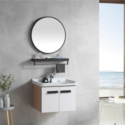 China Modern Wall Hung With Mirror White Color PVC Vanity Bathroom for sale