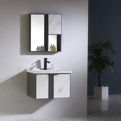 China Modern Gray Color Porcelain Bathroom Cabinet Factory Direct Aluminum Commercial Vanity for sale