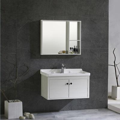 China New Design Modern Aluminum Wall Hung 80cm Rustproof Moden Design Cabinet Bathroom Vanities for sale