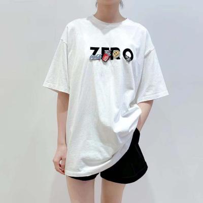 China Anti-wrinkle the new trend of the girl's cotton pure round neck T-shirt solid color printing T-shirt for sale