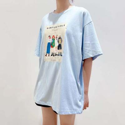 China wholesale 2021 Popular Round Neck T-shirt Girl's Anti-wrinkle 100% Cotton Printing T-shirt Multicolor for sale