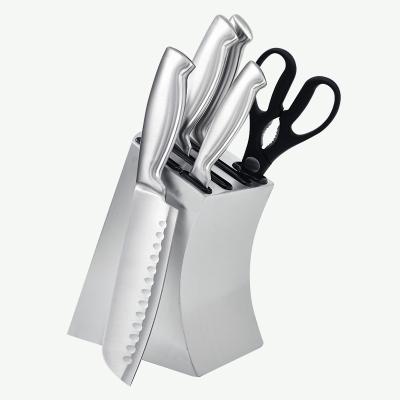 China Sustainable 7 Pieces Kitchenware Set Professional Knife Set Non-Stick Coated Kitchen All Steel Knife Rack for sale