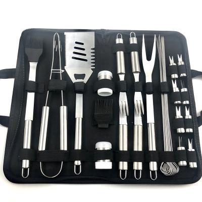 China Sustainable Portable Outdoor Picnic Multi-Pocket Storage Bag Stainless Steel Barbecue Knife And Fork Set for sale