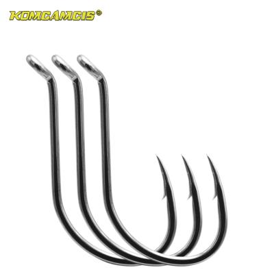 China Salmon Hight Carbon Steel Barbed Freshwater Fishhook High Strength Seawater Wall Bass Fishhook for sale