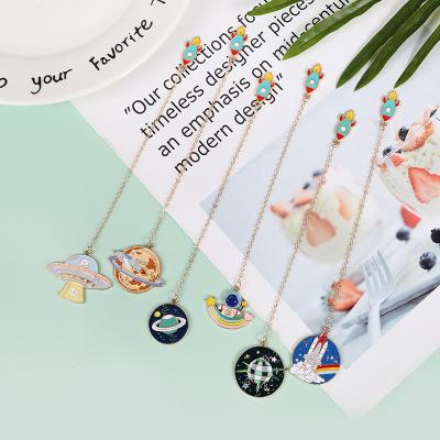 China China Student Stationery Cartoon Creative Metal Bookmark Cute Pendant Alloy Learning Stationery Bookmark Decoration Wholesale for sale