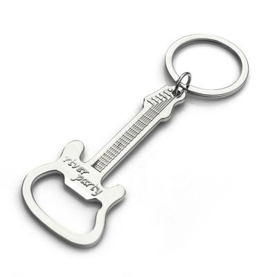 China Newest Contemporary and Contracted Key Chain Beer Bottle Opener Guitar Opener Portable Key Shape Zinc Alloy Ring for sale