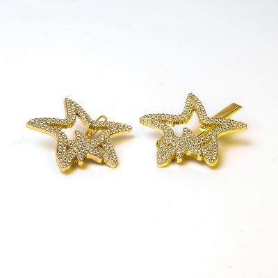 China Special contracted style hairpin wholesale temperament star alloy drill hairpin frog clip for sale