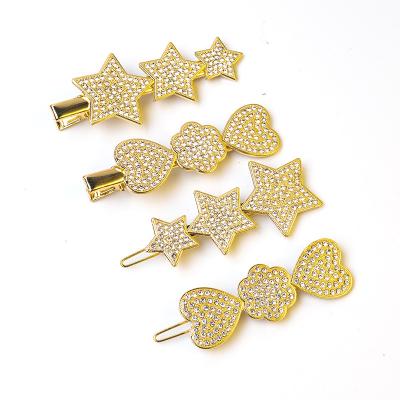 China Temperament Contracted Popular Geometric Irregular Hair Clip With Star Edge Five-Pointed Clip With Rhinestone Fringe Daily Soft Clip for sale