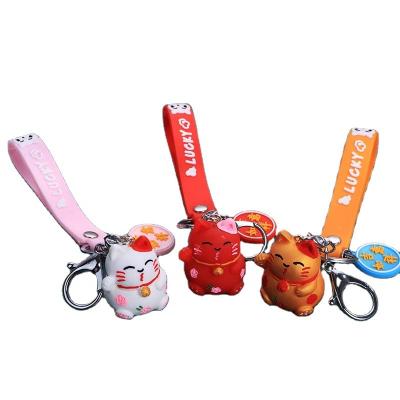 China New Promotional Cute Fortune Cat High Quality Resin Cartoon Leye Cartoon Key Chain for sale