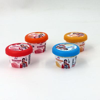 China D62-85g DOUBLE WALL plastic ice cream cups yogurt container pudding cup pp disposable cup IML material printing with lid for sale