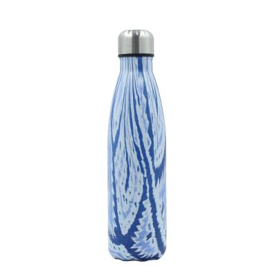 China PORTABLE hot sale cola shape wood grain series double-layer stainless steel thermos flask for sale