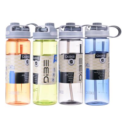 China Sustainable New Product Outdoor Portable Transparent Straw 500ml Sports Bottle With Lid Food Grade PP+PC+Silicone Sports Bottle for sale