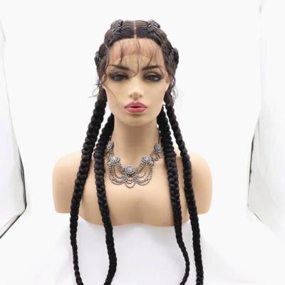 China Senegalese Braid Wave Straight Cheap Scalp Frontal Wig Long Short Pre Plucked Fulani Women Cornrow Full Lace Synthetic Hair Braiding Wigs for sale