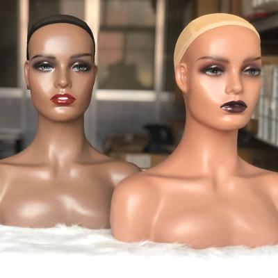 China Plus Size Customize Female Makeup Mannequin Wig Display Mannequin Heads With Shoulders for sale