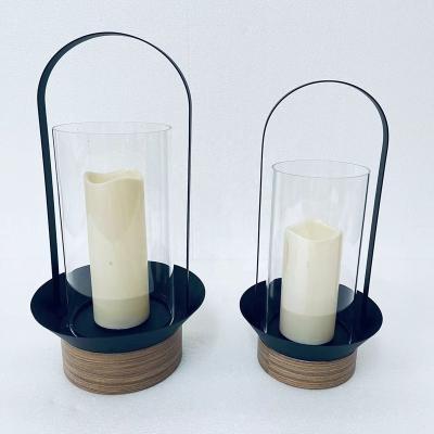 China Home Decor Indoor Outdoor Home Decor Candle Holder Metal Pillar Holder Hurricane Glass Candle Holder for sale