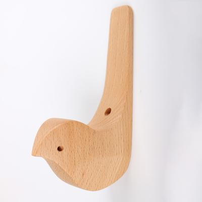 China Creative Viable Wooden Wooden Hook Craft Bird Coat Hanger Wall Hanger Wall Hanger Beech Wood for sale