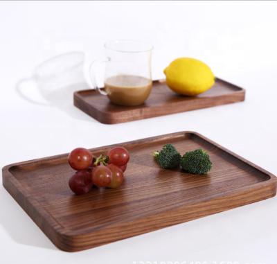 China Household Home Japanese Wooden Dessert Tray Black Walnut Tea Tray Rectangular Solid Wood Restaurant Hotel Tray for sale