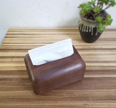 China Simple Solid Wood Creative Whole Wood Stored Black Walnut Tissue Box Home Living Room Drawer Box for sale