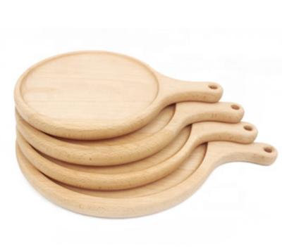 China Sustainable Beech Wood Pizza Food Tray Round Steak Sushi Tray Western Pizza Board Steak Cutting Board for sale