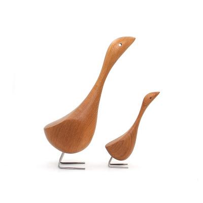 China Europe Kids Lovely Wooden Animal Goose Ornament Toys Teak Solid Wood With Good Quality Arts And Crafts Home Decor for sale