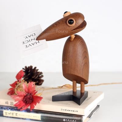 China Factory direct reasonable Nordic style wooden clip animal bird for home decor or business name card holder for sale