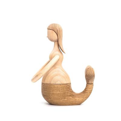 China Europe Nordic toys decoration home accessories and wooden crafts for products wooden figurine mermaid ornament for sale