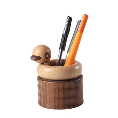 China Pen New Design Factory Direct Nordic Style Wooden Duck Swimming Ornament To Children For Gift Pen Holder/Pen Collector for sale