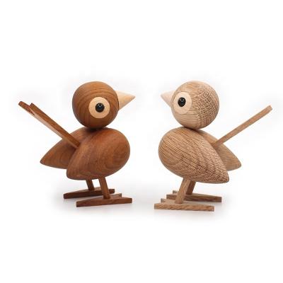 China Europe Denmark Nordic style wooden sparrow bird ornaments room American wooden study game puppet desk accessories for sale