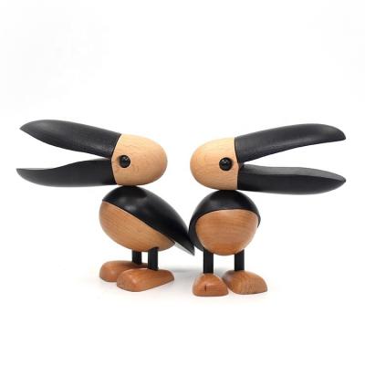 China Europe Scandinavian Big Mouth High End Home Solid Wood Bird Ornaments Handmade Small Gift for sale