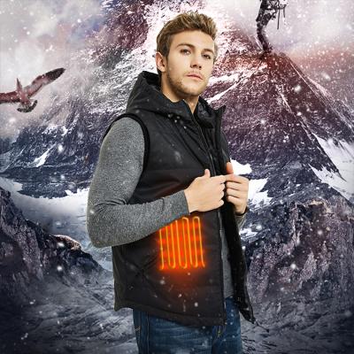 China 2020 New Customs Design Anti-shrink Hooded Vest Men's Bottom Hooded Vest Heated Clothes Battery Vest for sale