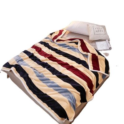 China Anti-Pull Thicken Luxury Heavy Flannel Stripe Baby Blanket Solid Bed Throw Blankets for sale