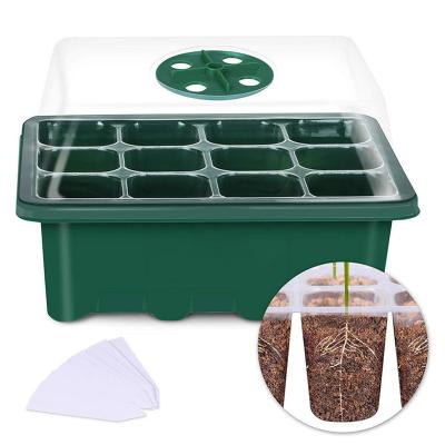 China Plastic Seeding Tray 12 Cell Biodegradable Plastic Seedling Tray Transplanter Tray Nursery Seeding Rice Seed Germination Plastic Planting Sets for sale