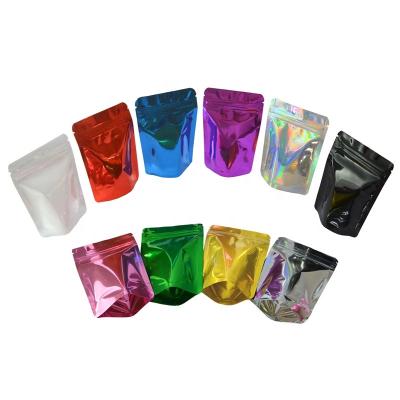 China Food Industry Heat Seal Aluminum Foil Bags 7.1*10.2inch 100pcs Aluminum Foil Pack Pouches Glossy Plastic Flat Zip Lock Zipper Pouches for sale