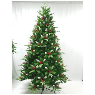 China Chirstmas Decor 300cm Pe Snowy PVC Artificial Christmas Tree With Red Berry And Pine Cone Simulation Christmas Tree Customized for sale