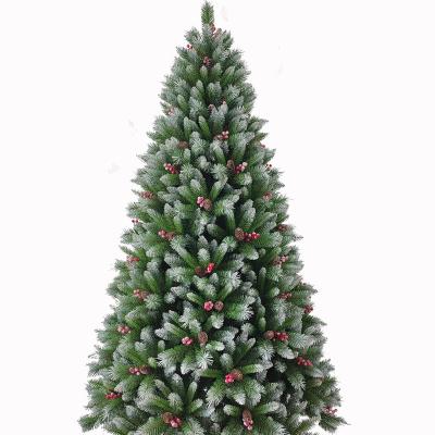 China Wholesale Decorative Chirstmas Decor Pe+pvc Red Pine Cone Berry Artificial Cusp Christmas Tree for sale